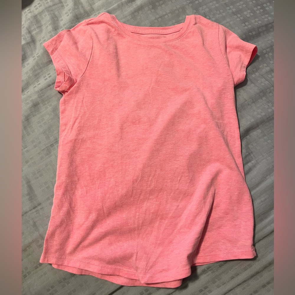 Hot Pink T. Shirt Girls 7/8 Medium Wonder Nation Bright Pink Plain Tee